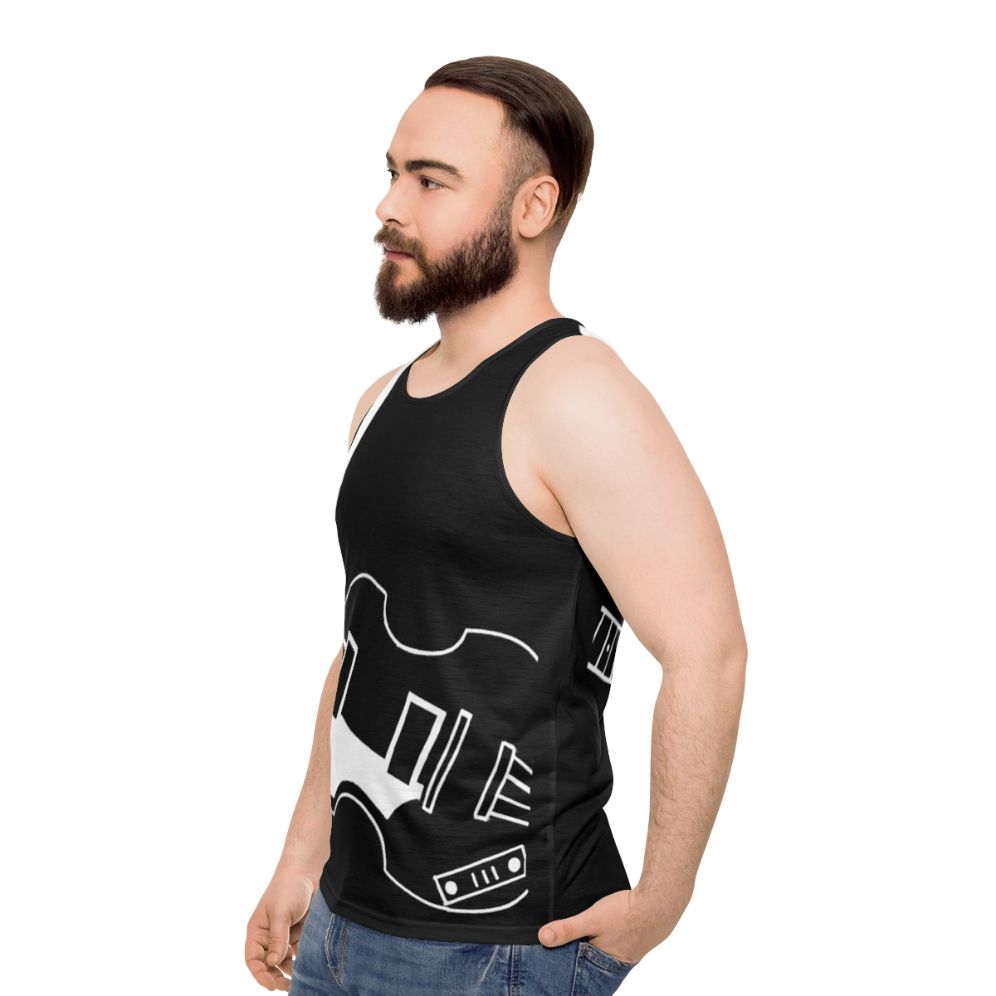 Unisex violin bass tank top featuring a music and beatles design - men side