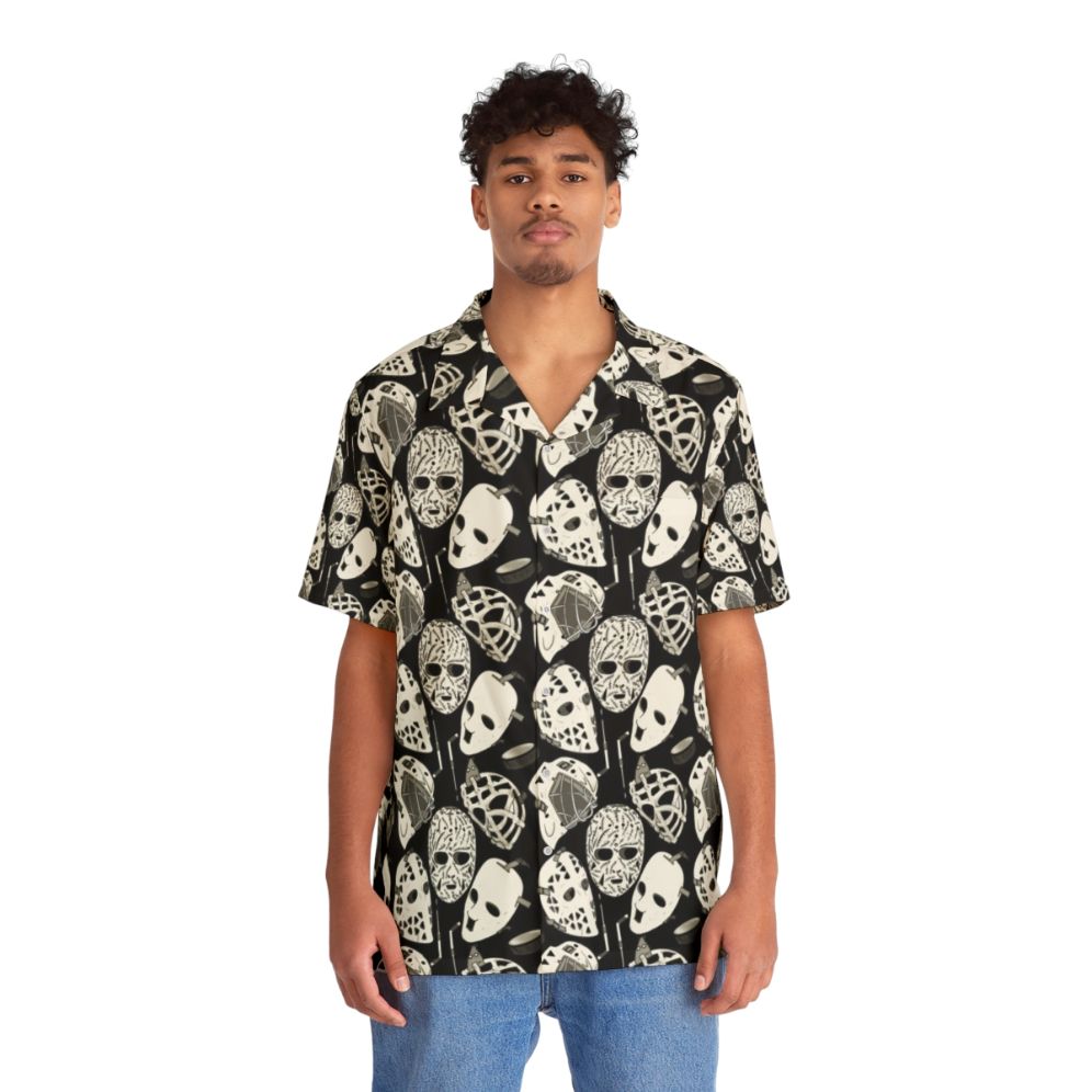 Goalie Bones Hawaiian Shirt for ice hockey fans - People Front