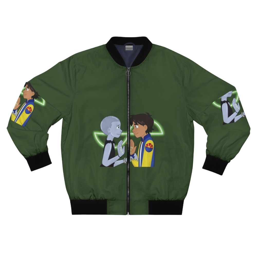 Infinity Train inspired bomber jacket featuring the Mirror Tulip design from the Cartoon Network series