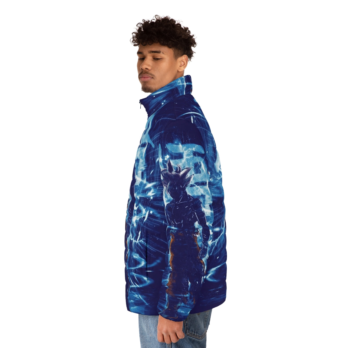 Goku Ultra Instinct Anime Puffer Jacket - men side left