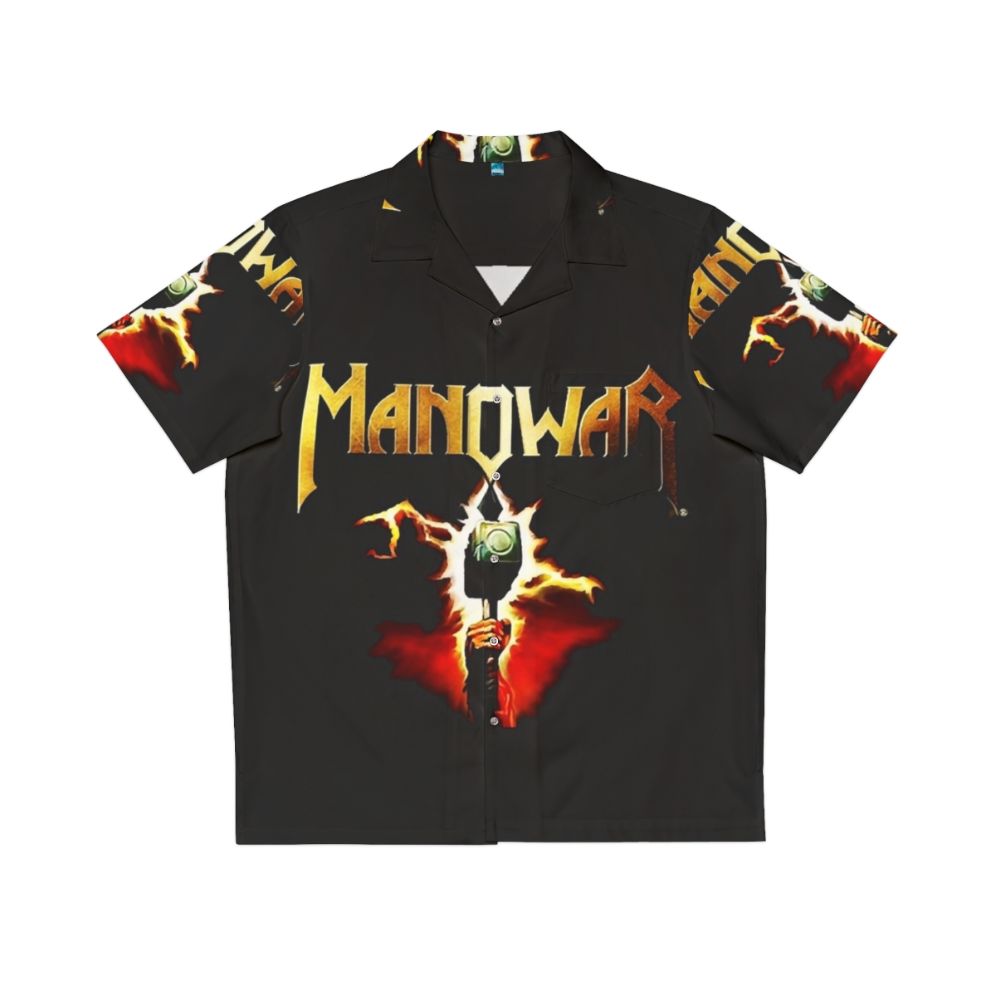 Manowar logo Hawaiian shirt with vibrant tropical design