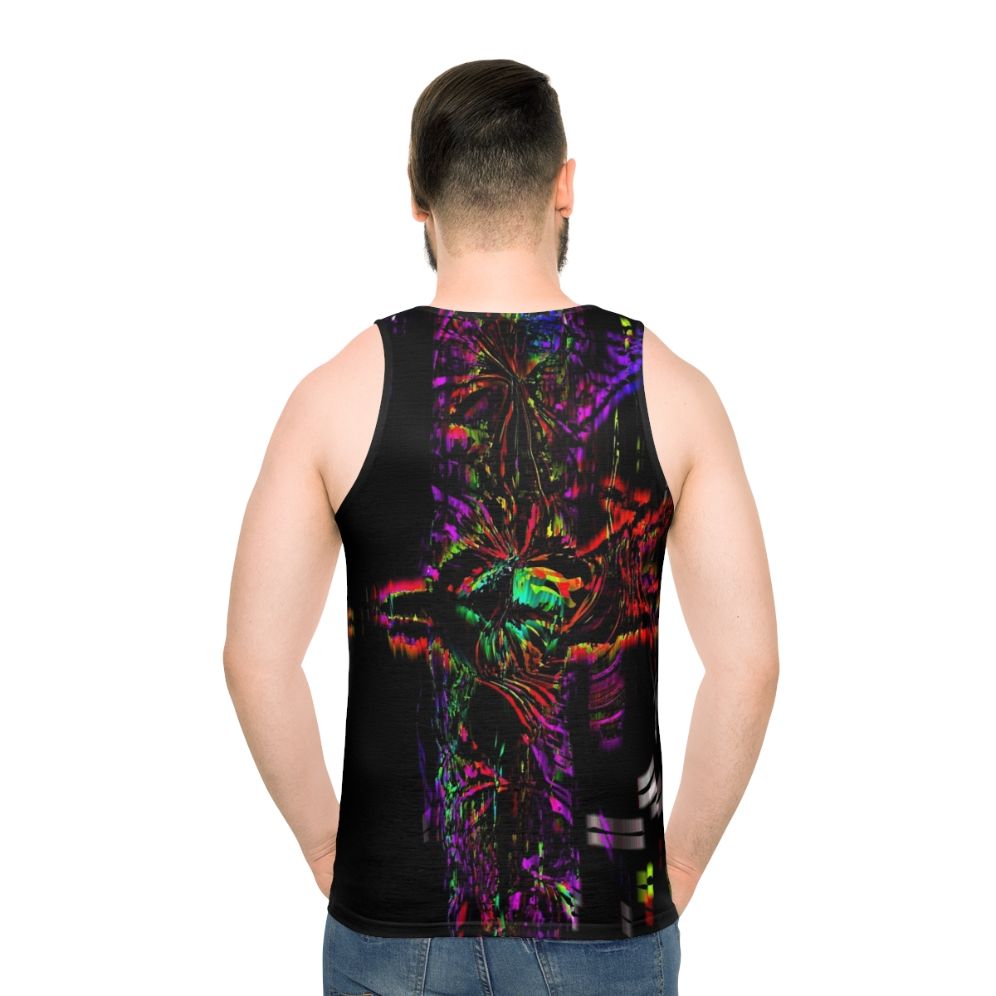 Colorful soundwave unisex tank top - men back