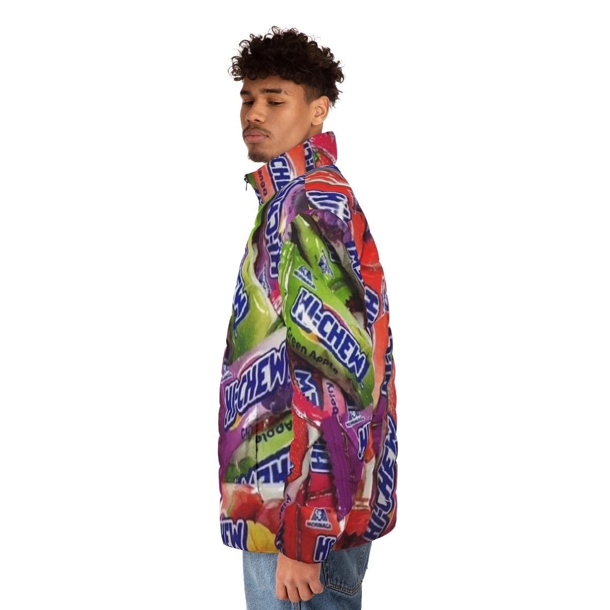 Hi Chew Candy Puffer Jacket with Fruit Flavors - men side left