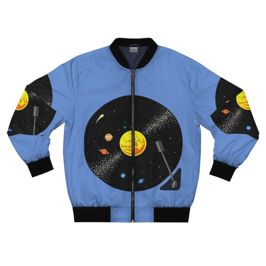 Solar System Vinyl Record Bomber Jacket featuring planets and vinyl records