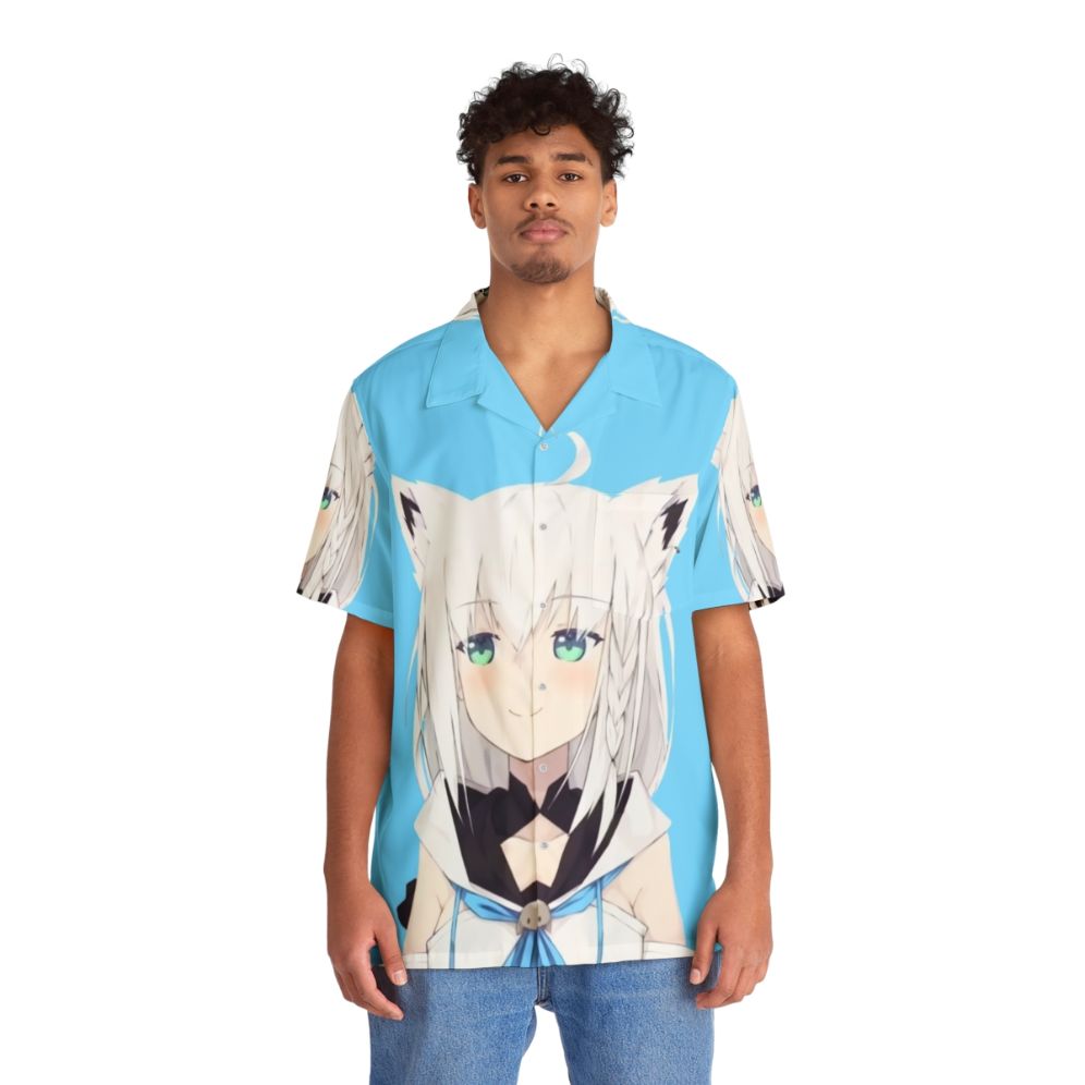 Shirakami Fubuki Smug Hololive Hawaiian Shirt - People Front