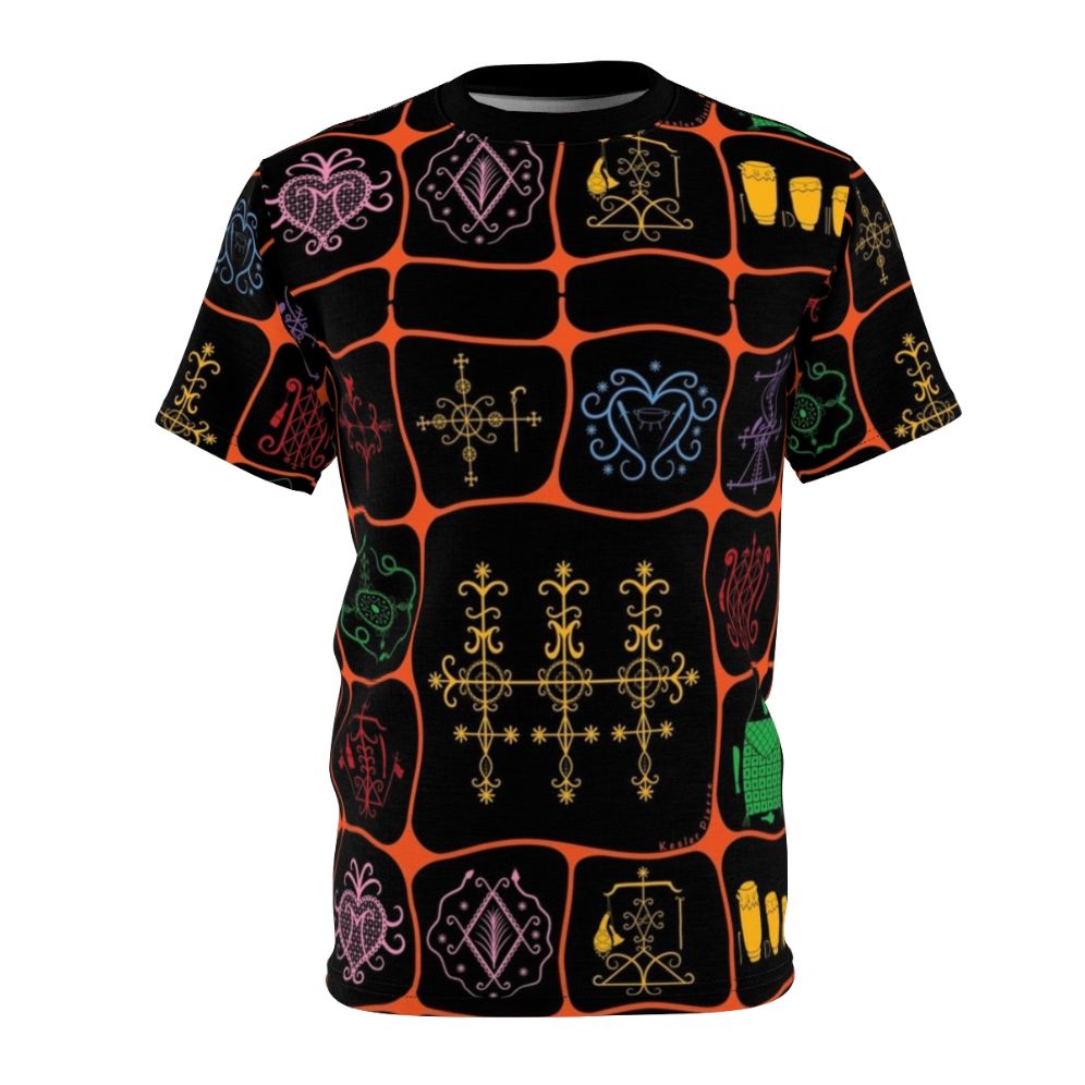 Marasa AOP T-shirt featuring a Haitian vodou inspired design