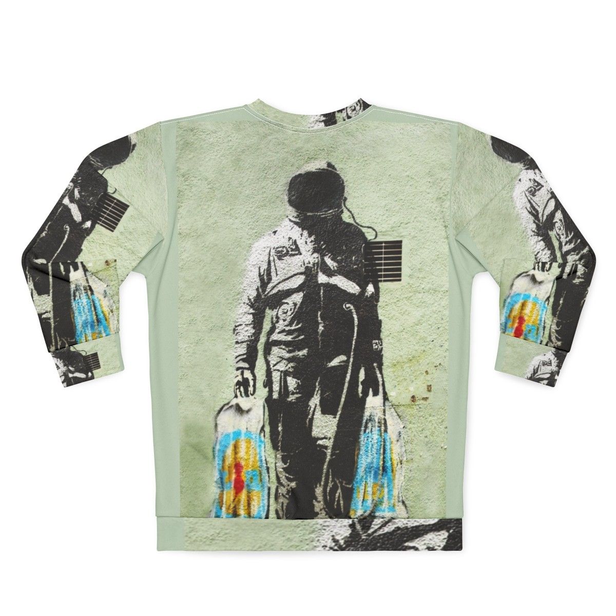 Banksy Astronaut with Shopping Bags Sweatshirt - Back