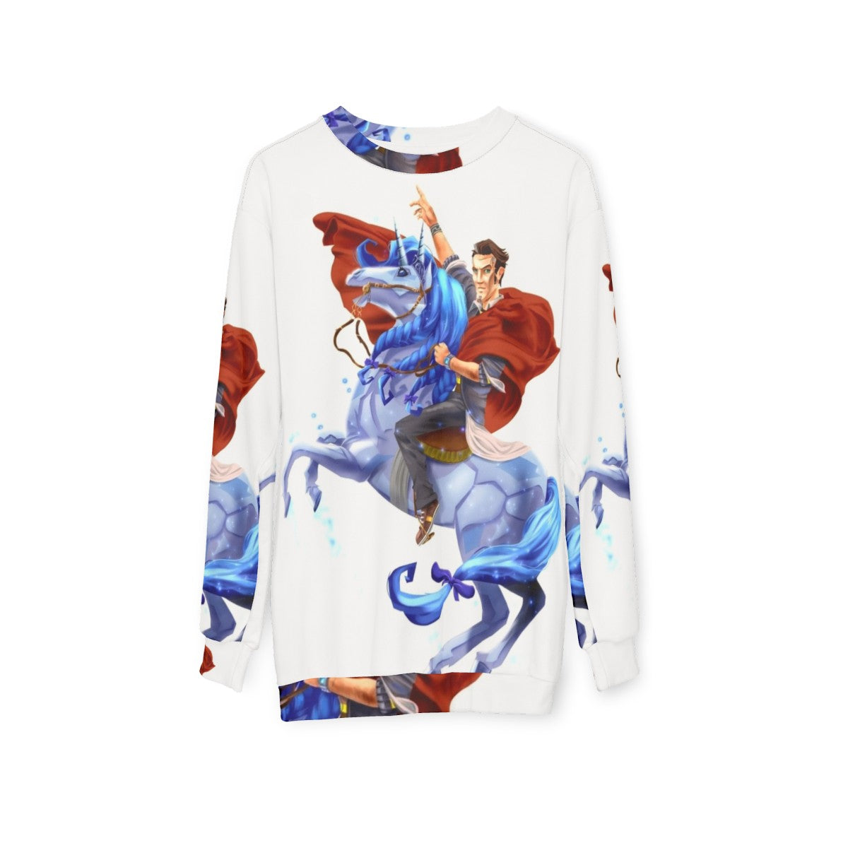 Handsome Jack Borderlands Sweatshirt with Buttstallion Design - hanging