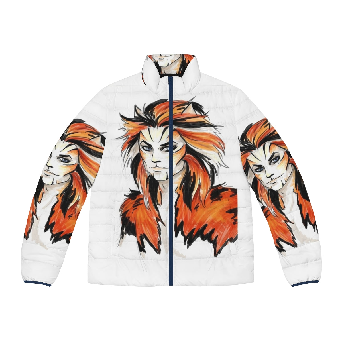 Macaw puffer jacket in a tropical, retro design