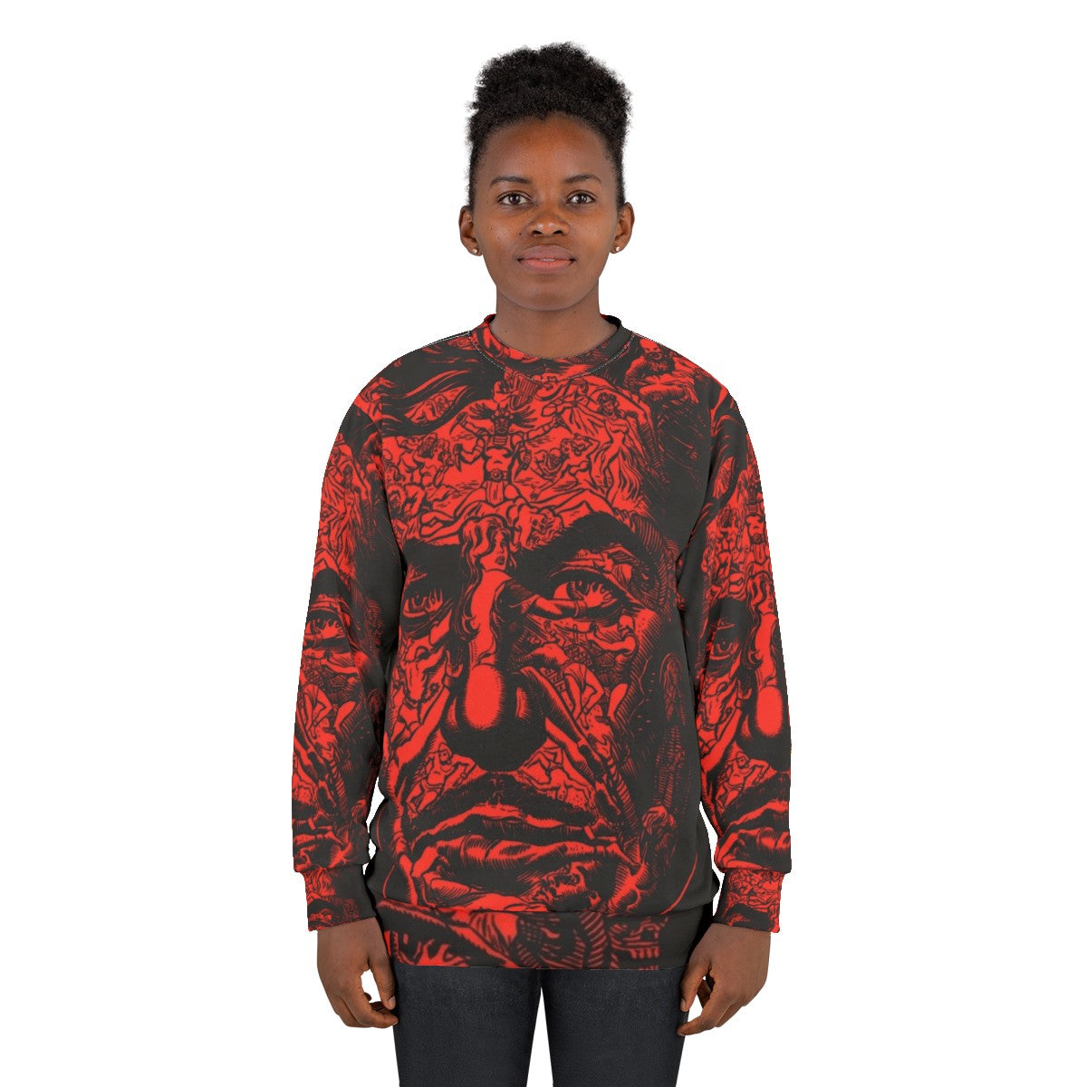 Red death sweatshirt featuring edgar allan poe's classic horror story - women