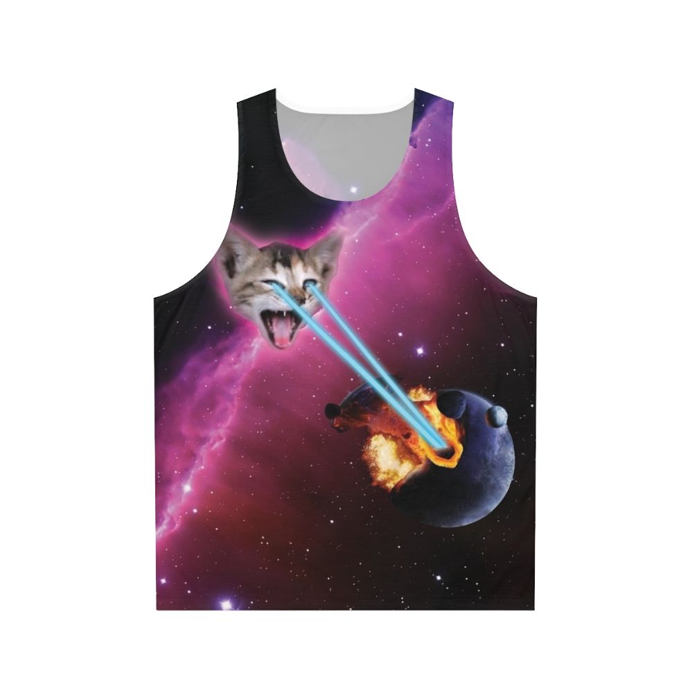 Laser Cat Destroyer of Planets Unisex Galaxy Tank Top