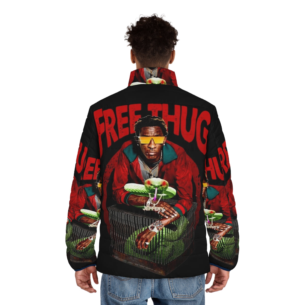 Young Thug Rap Tour Puffer Jacket - Hip Hop Streetwear - men back