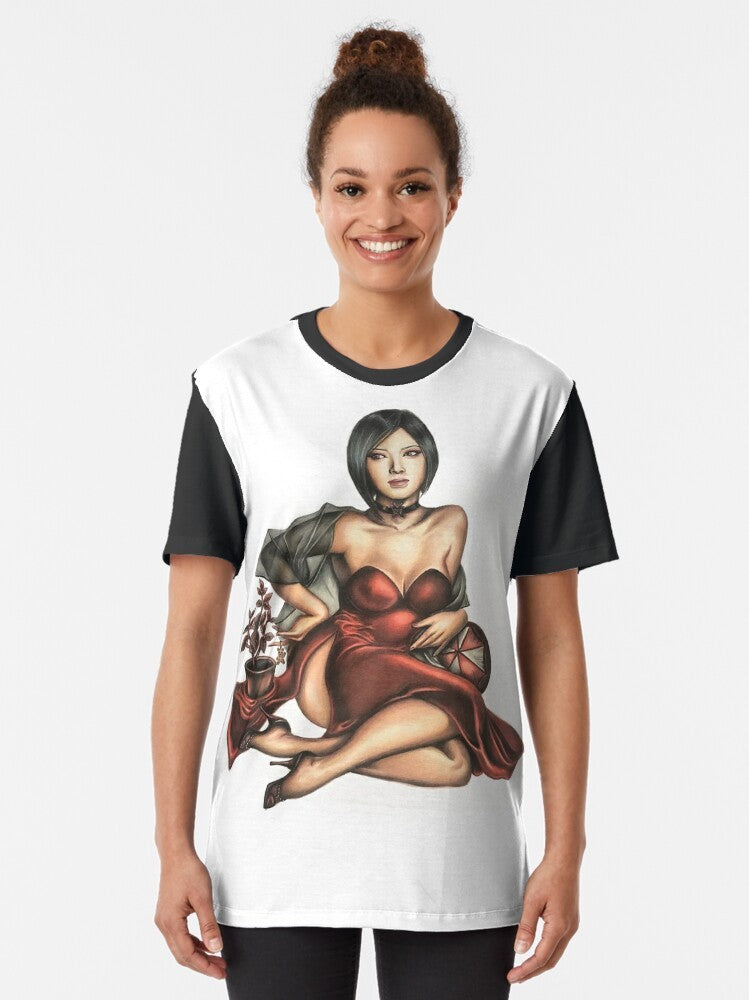 Lady in Red Resident Evil Graphic T-Shirt featuring Clara Redfield and Leon Kennedy - Women