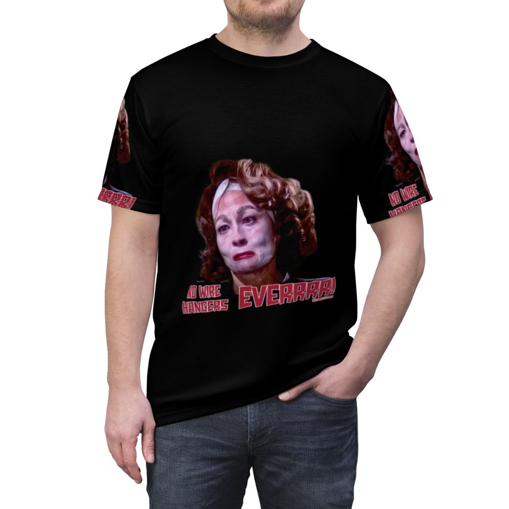 Mommie Dearest inspired t-shirt featuring a stylized portrait - men front