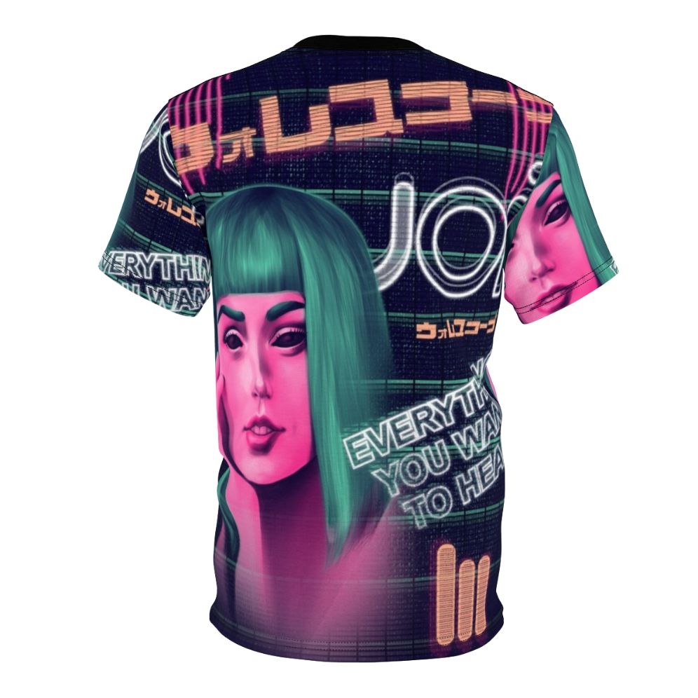 Blade Runner inspired AOP t-shirt featuring AI, robots, and sci-fi elements. - Back