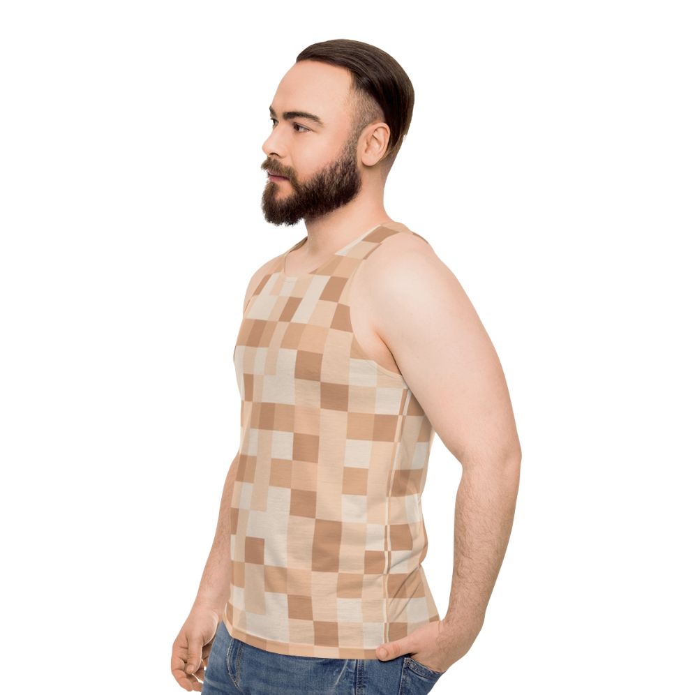 Minimalist pixelated censored unisex tank top - men side