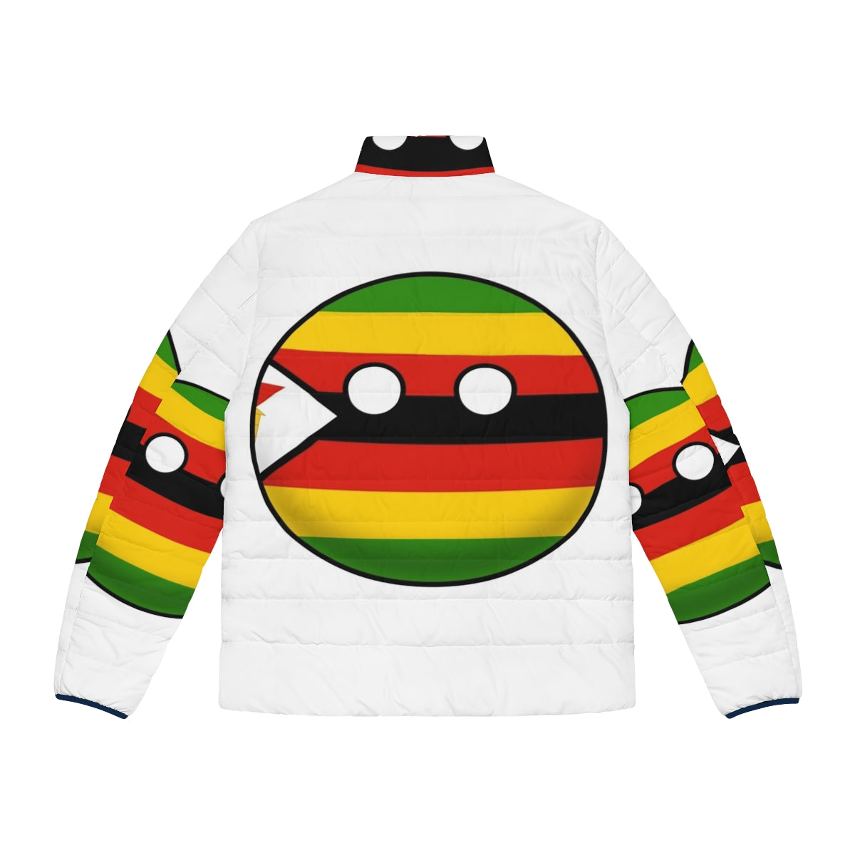 Zimbabwe Countryball Puffer Jacket featuring the national flag and cultural elements - Back