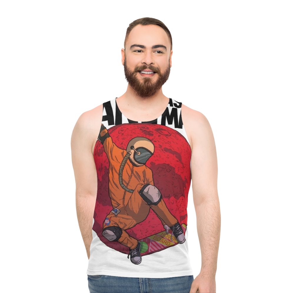 Unisex tank top featuring the indie band Man or Astroman's surf music and psychedelic rock - men