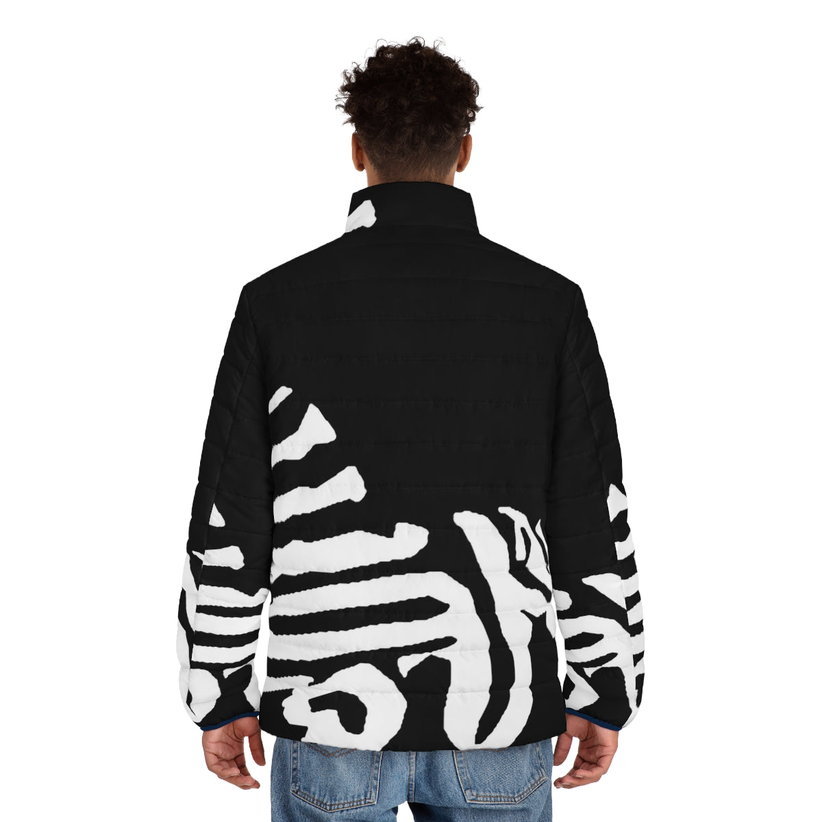 Zebra pleco puffer jacket, stylish fish apparel for aquarium hobbyists - men back