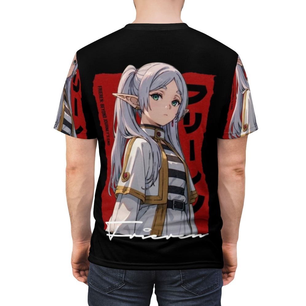 Frieren-inspired anime-style all-over print t-shirt with custom fan art design - men back