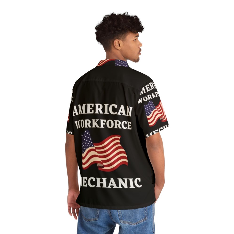 American workforce patriotic Hawaiian shirt for mechanics - Flat lay