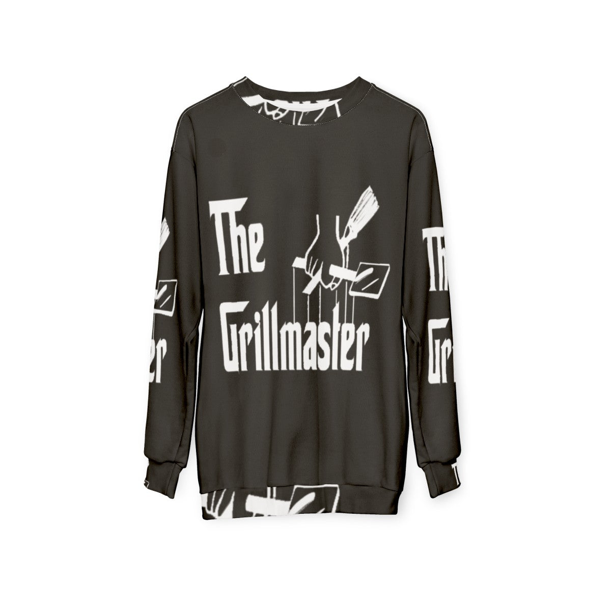 The Grillmaster's Summer Sweatshirt with a funny BBQ and grilling design - hanging