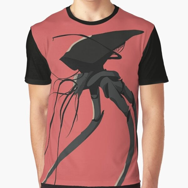 A graphic t-shirt featuring the iconic "War of the Worlds" sci-fi design.