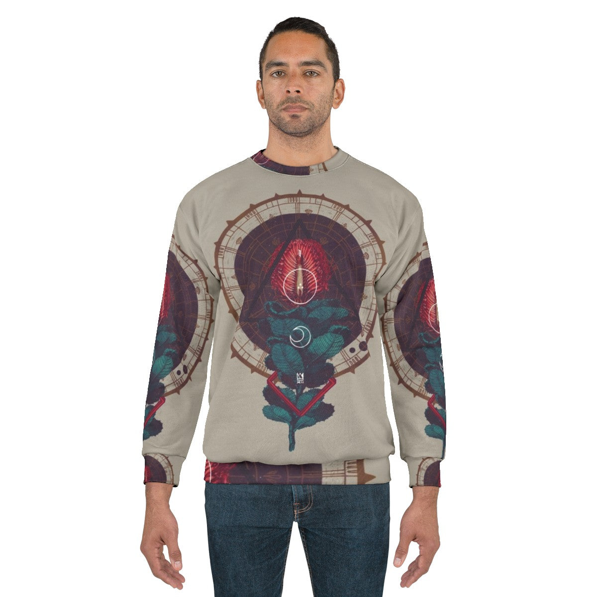 Mystical Birth Sweatshirt with Occult Sacred Geometry Design - men