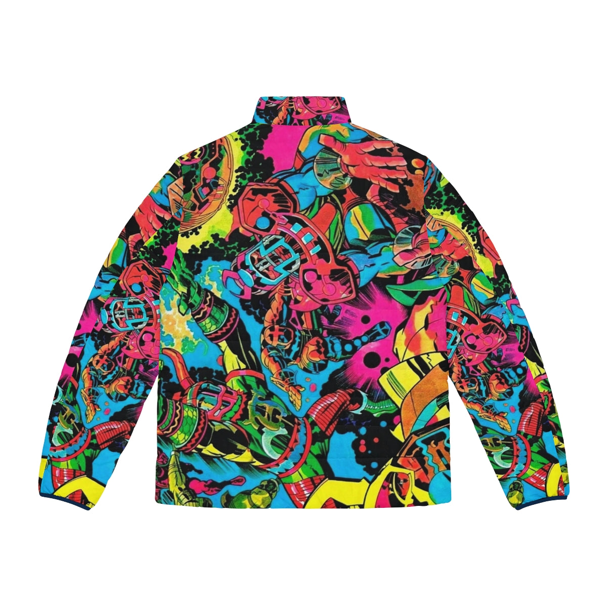 Kirby Puffer Jacket with Retro Comic-Inspired Pop Art Design - Back