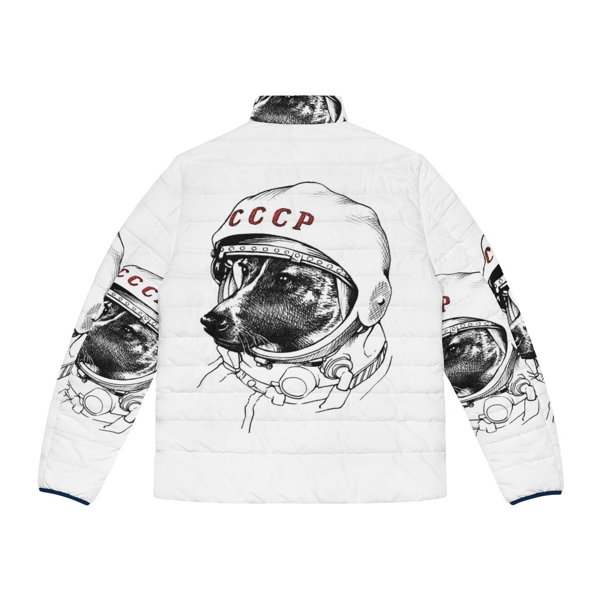 Laika Space Traveler Puffer Jacket featuring a dog in a spacesuit - Back