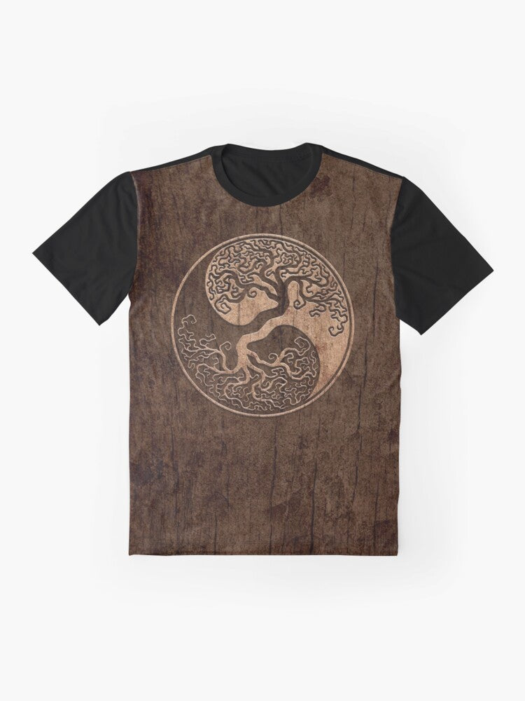 Yin Yang Tree of Life Graphic T-Shirt with Natural Balance Design - Flat lay