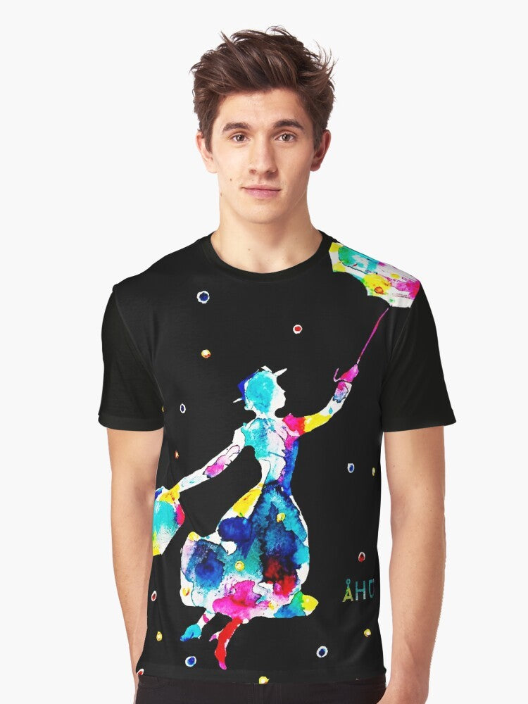 Colorful Mary Poppins watercolor graphic design t-shirt - Men