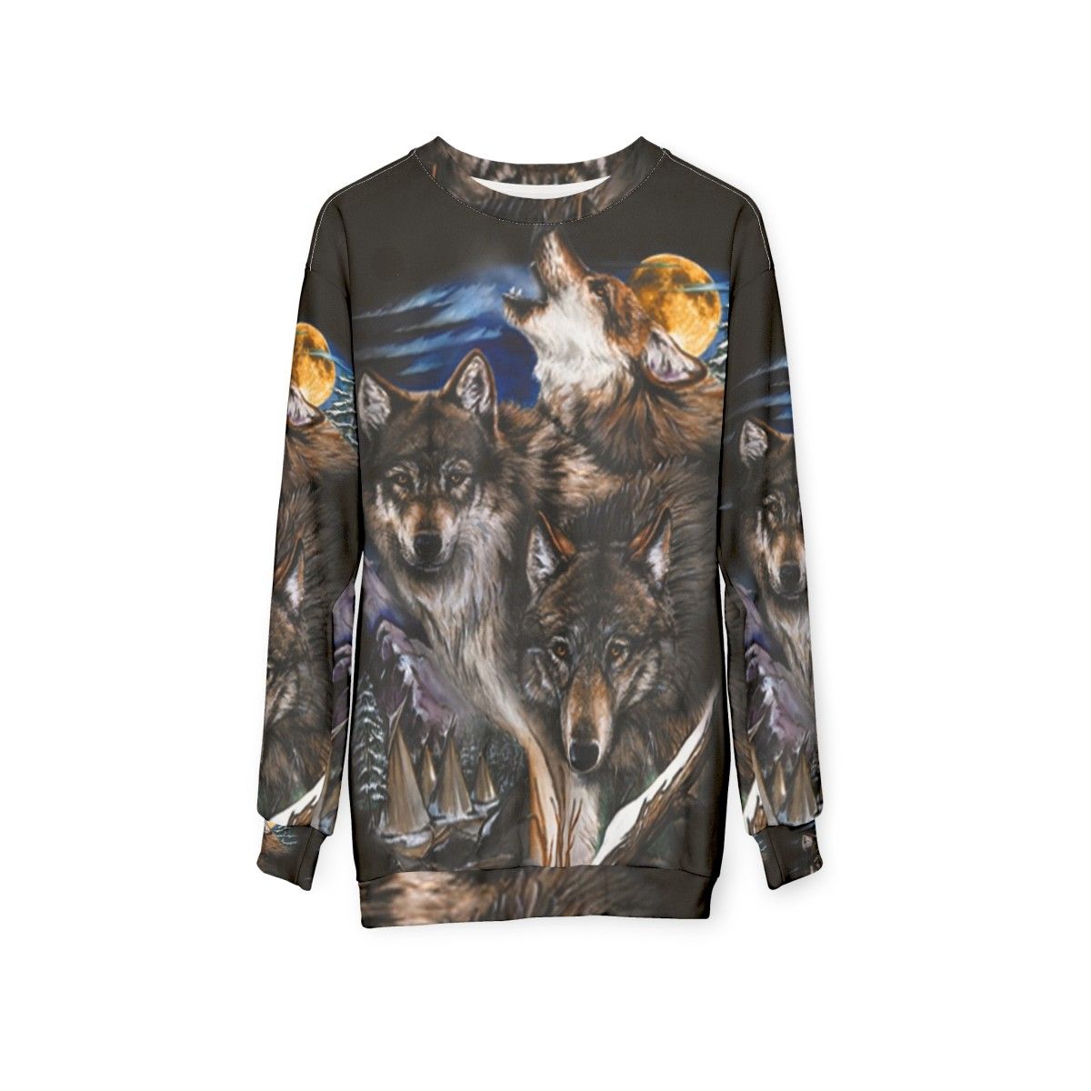 Howling Wolves In Full Moon Sweatshirt - hanging