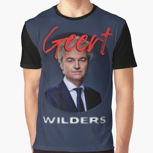 Geert Wilders, the leader of the Party for Freedom (PVV) in the Netherlands, featured on a graphic t-shirt