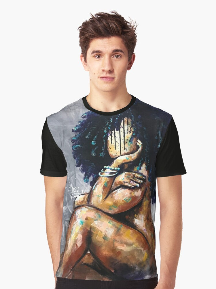 Naturally LVI Graphic T-Shirt featuring Black art, portraits, and cultural elements - Men