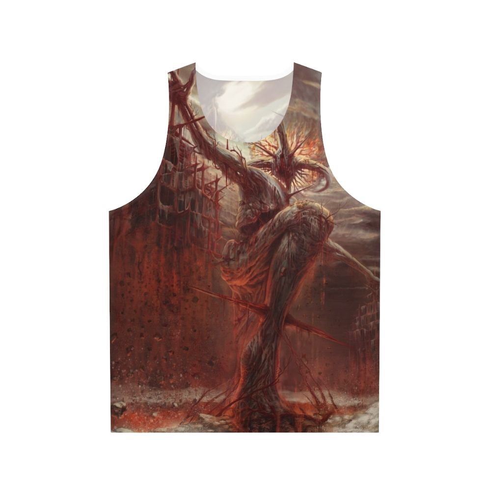 Unisex dark goth metal tank top with deity design