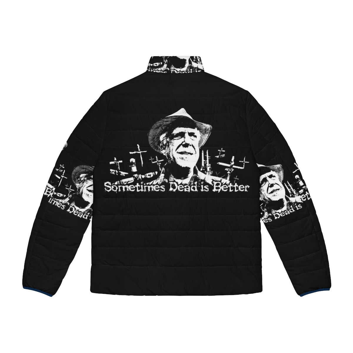 Puffer jacket featuring Jud Crandall, the iconic character from Stephen King's Pet Sematary - Back