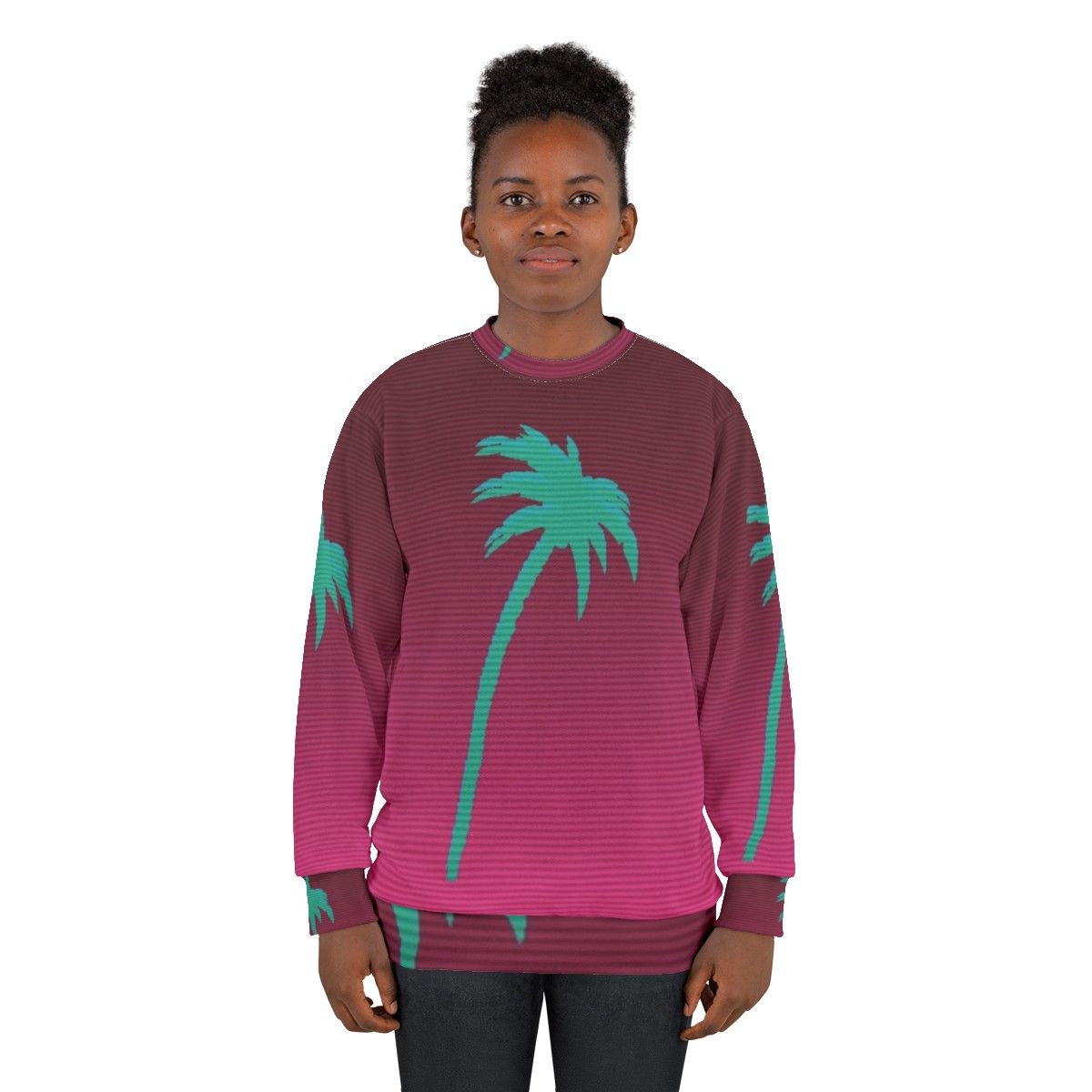 Hotline Miami inspired palmtree vaporwave sweatshirt - women