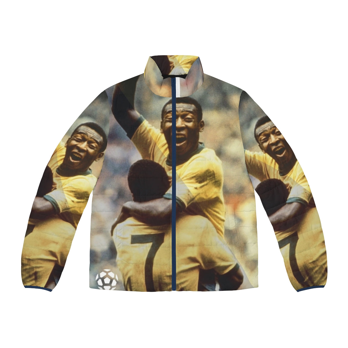 Pele Puffer Jacket - Retro Brazil Soccer Inspired Outerwear