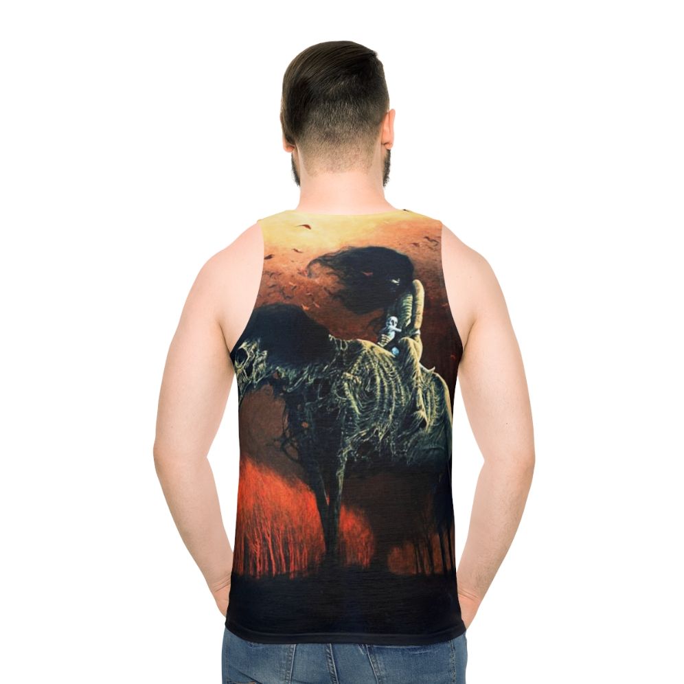 Surreal Horse Rider Unisex Tank Top Artwork by Zdzisław Beksiński - men back