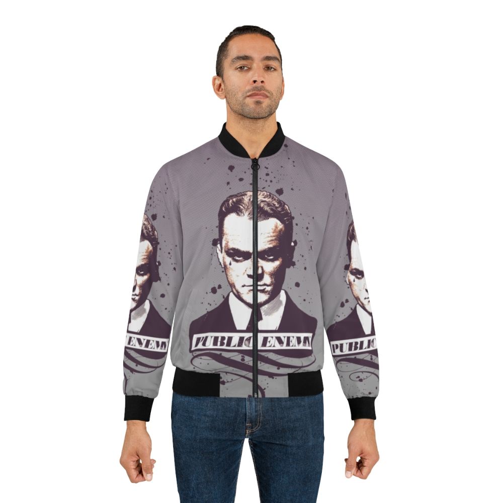 Vintage Public Enemy Bomber Jacket with Classic Hollywood Gangster Style - Lifestyle