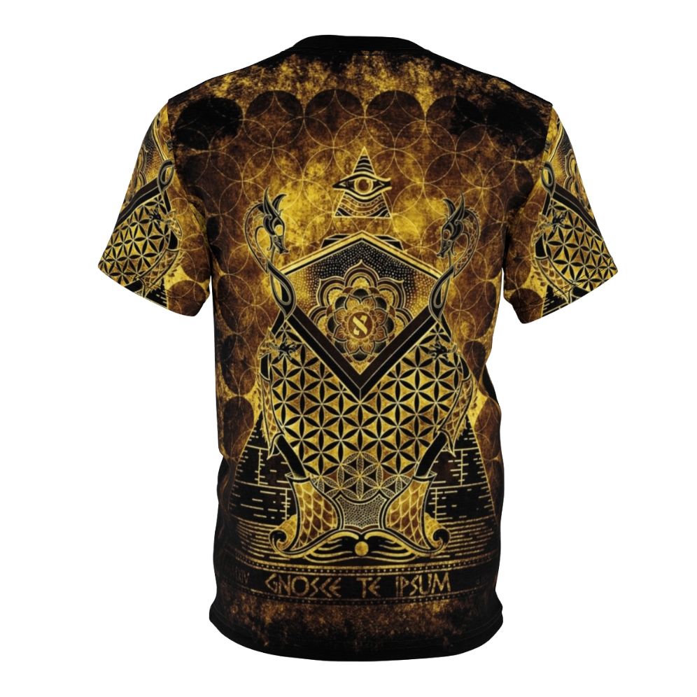 Sacred Geometry Spiritual T-Shirt featuring mandala, lotus, and flower of life designs - Back