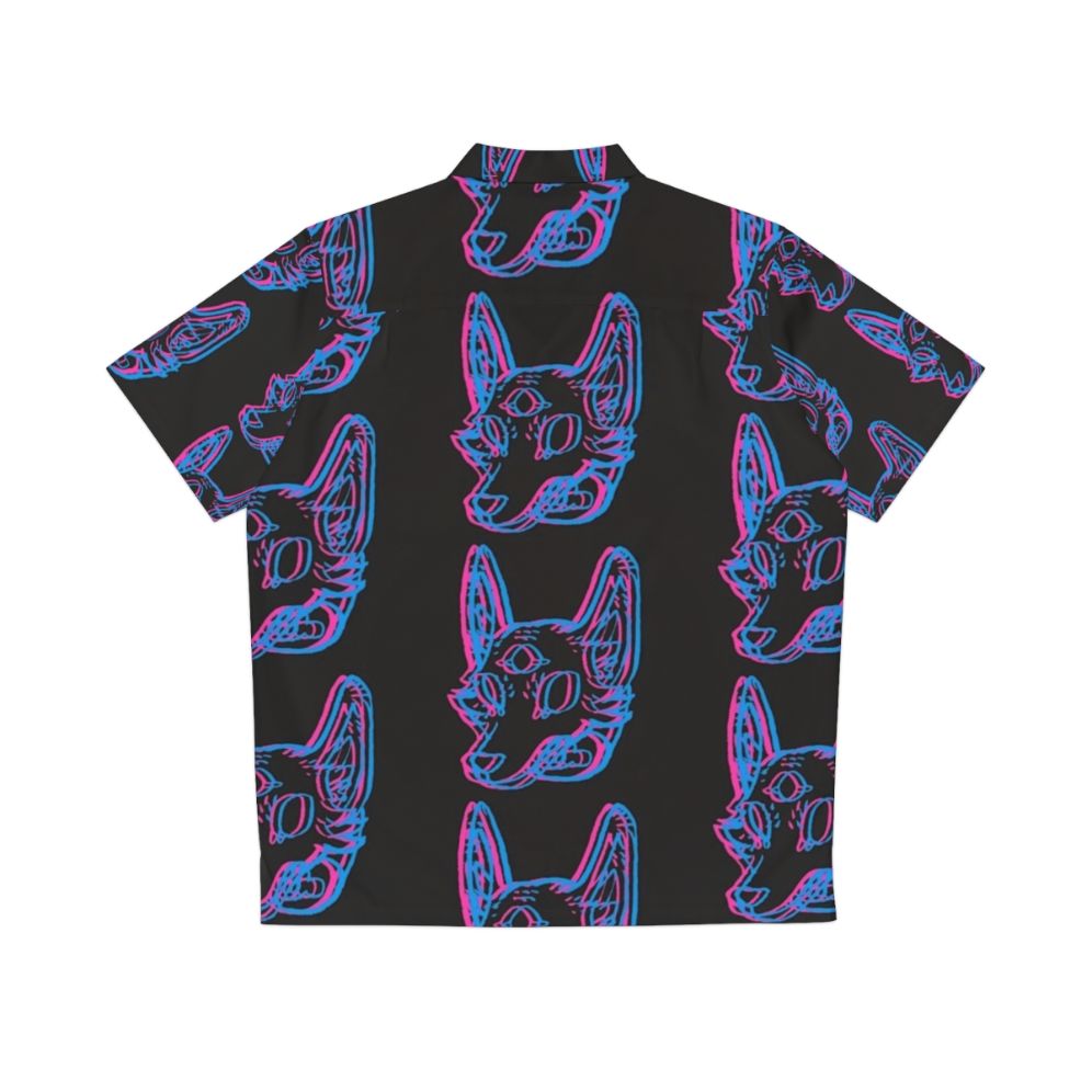 Trippy 3D Space Coyote Hawaiian Shirt - Back