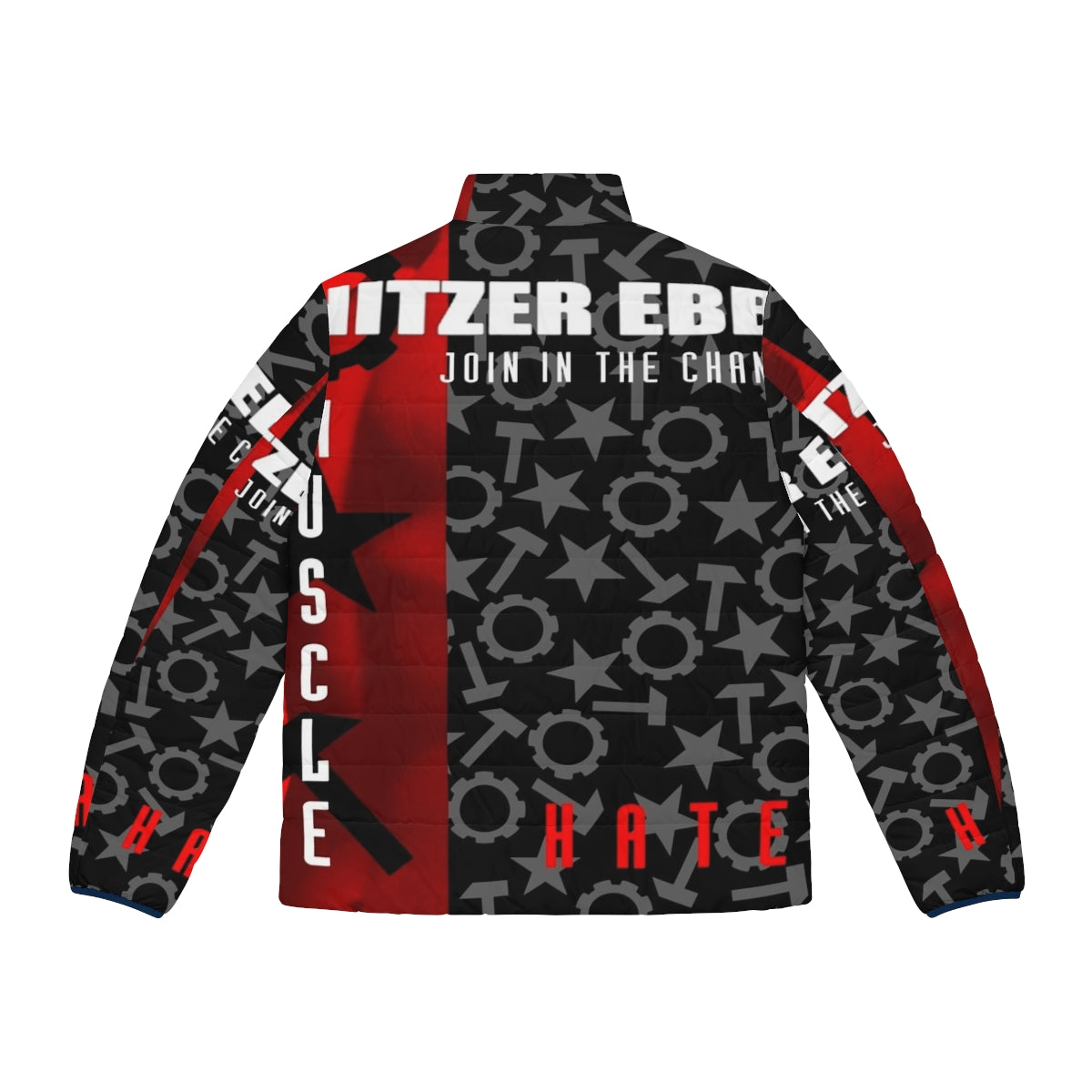 Nitzer Ebb inspired puffer jacket with "Join In The Chant" design - Back