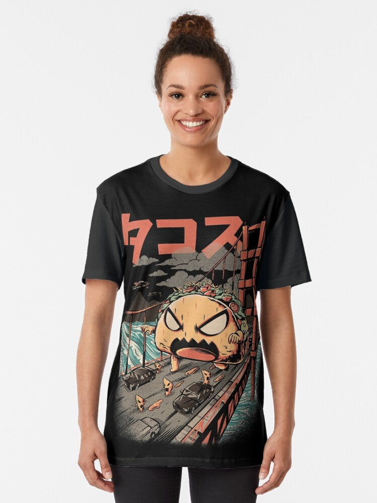 Takaiju Japanese monster graphic t-shirt with a fierce, angry design - Women