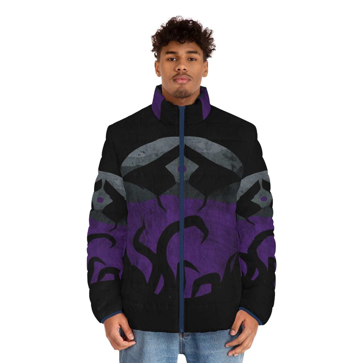 Emrakul Eldrazi Puffer Jacket featuring cosmic space and sci-fi inspired design - men front