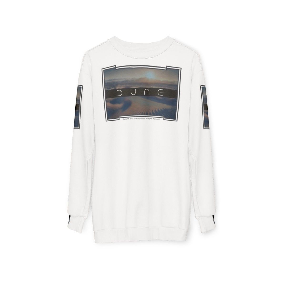 Dune movie inspired unisex sweatshirt with white background - hanging