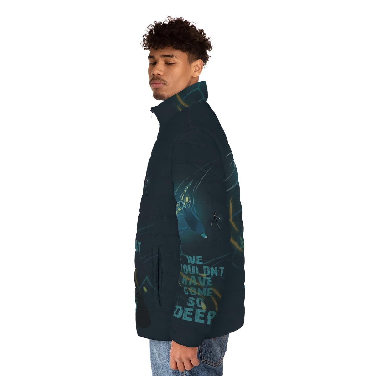 Degasi Regrets Subnautica Puffer Jacket featuring ocean alien monster - men side left