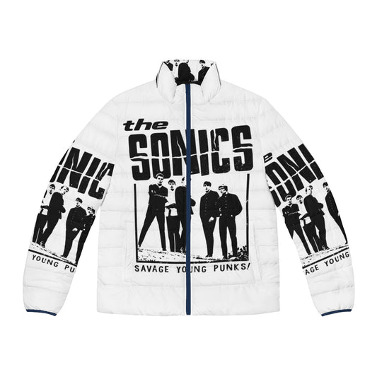 The Sonics black puffer jacket with vintage and retro design