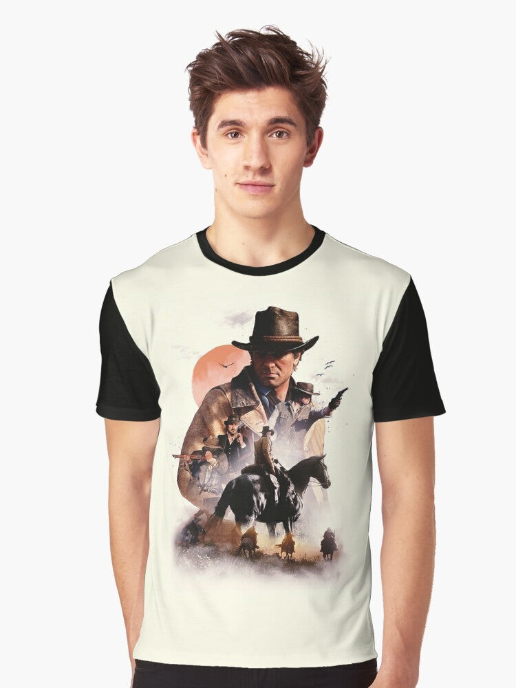 RDR graphic t-shirt featuring a wild west design - Men